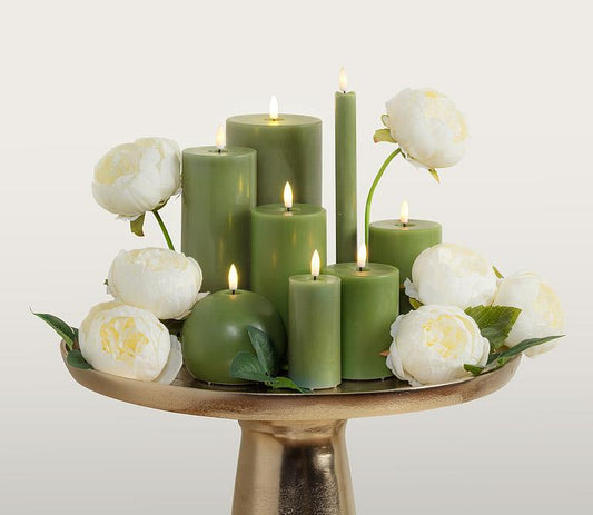 Luxlite Green LED Pillar Candle (Small)