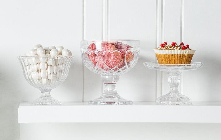 Heart Embossed Pedestal Bowl – Small