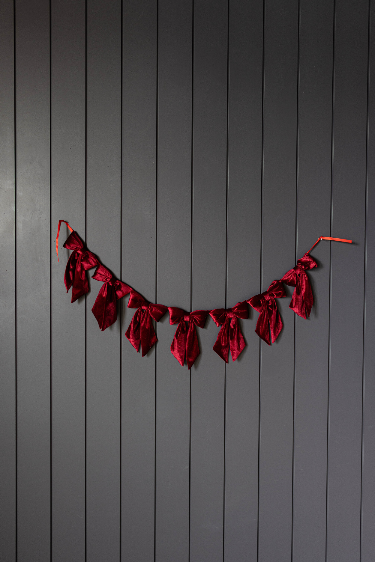 Bow Garland Red Velvet Fabric