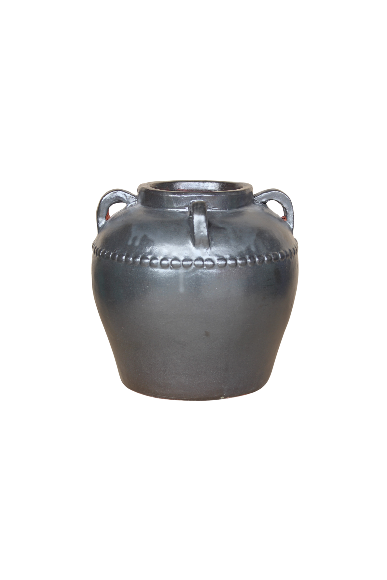 Grey Glazed Vase with Handles - Medium