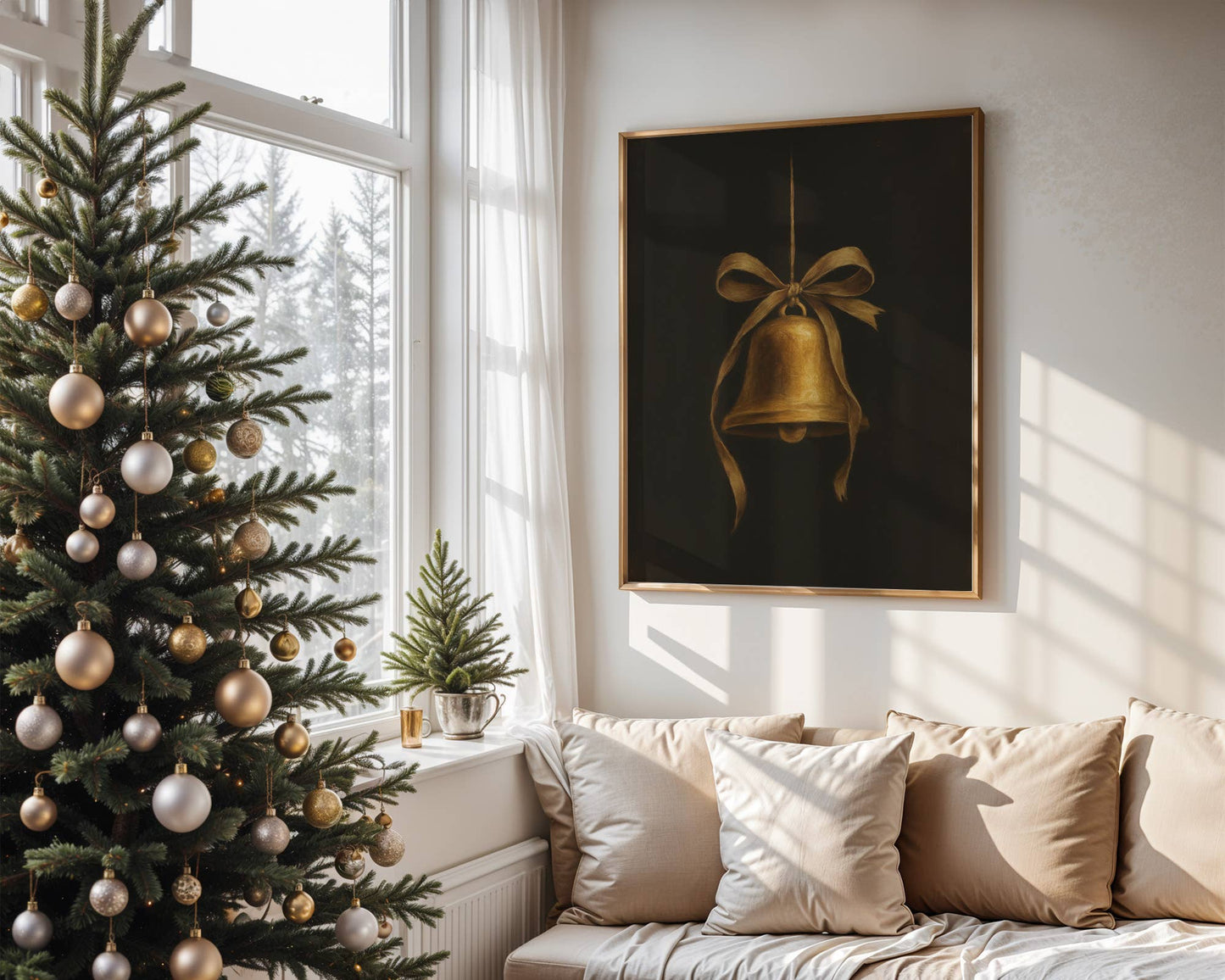 Gold Bell Holiday Art Print