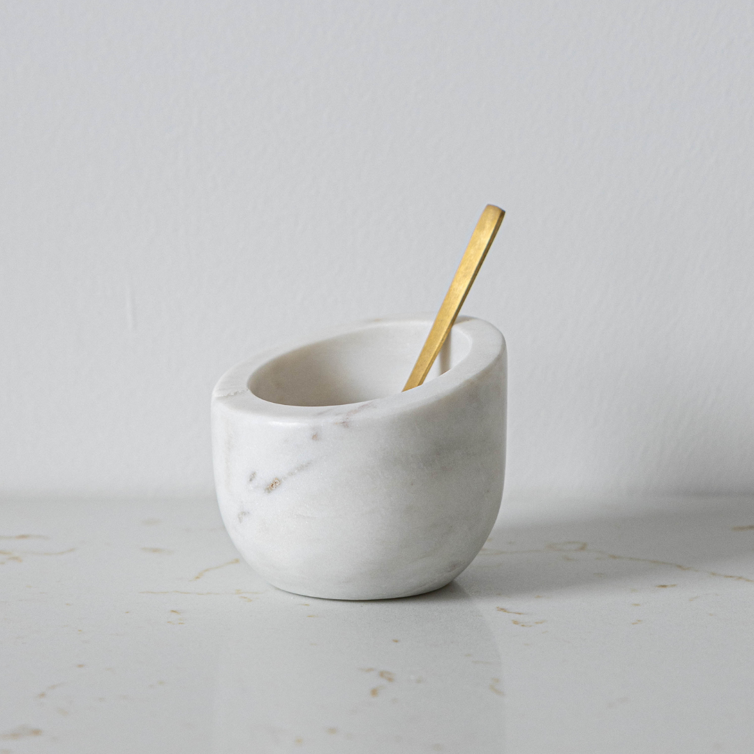 Marble Salt Cellar with Brass inspired Spoon