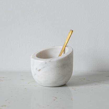 Marble Salt Cellar with Brass inspired Spoon