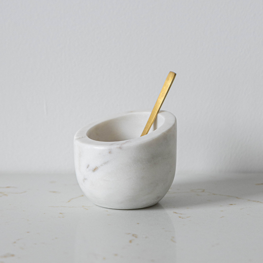 Marble Salt Cellar with Brass inspired Spoon