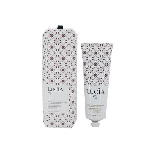 Two tubes of Lucia cream with decorative packaging on a white background