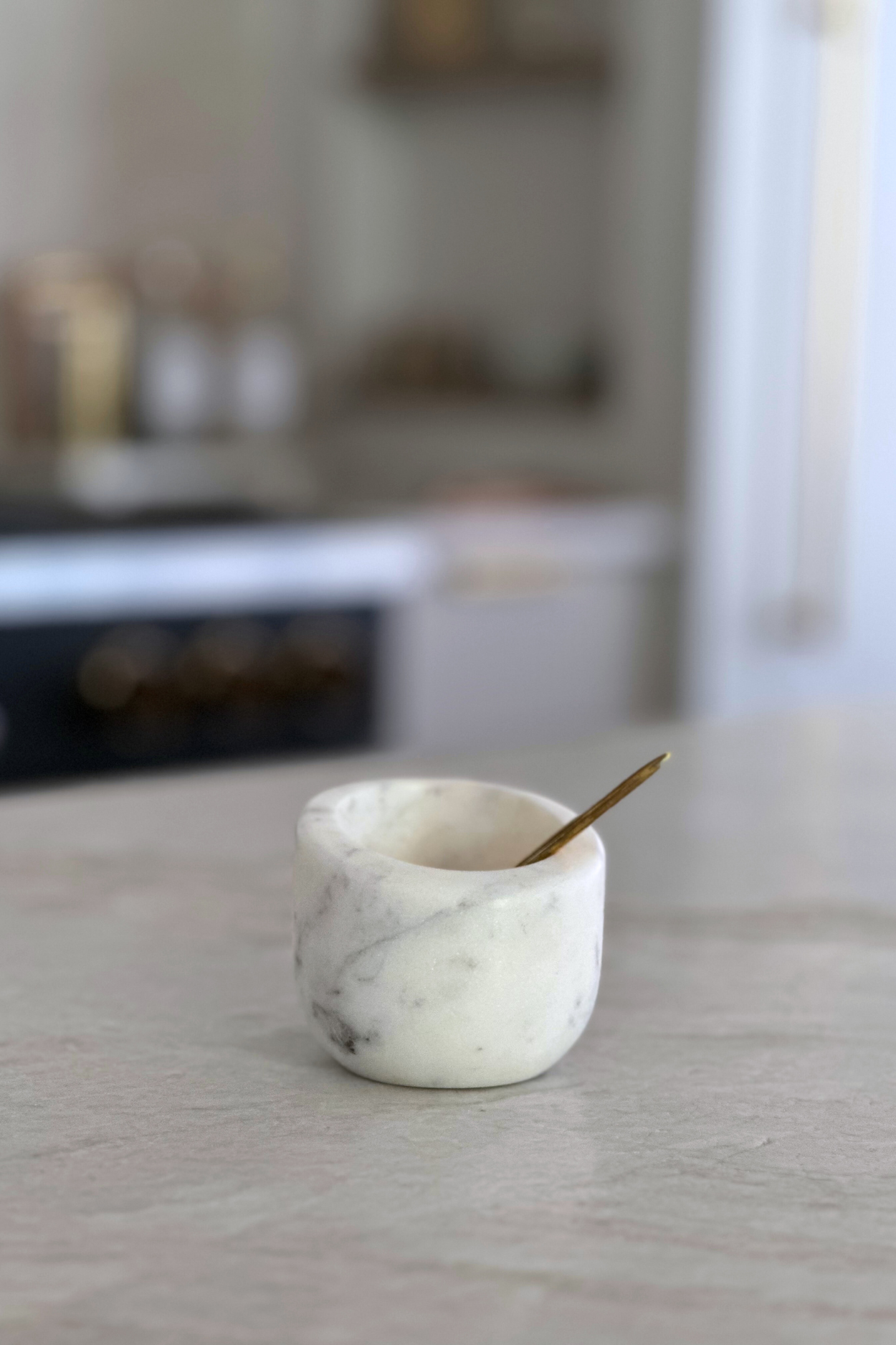 Marble Salt Cellar with Brass inspired Spoon