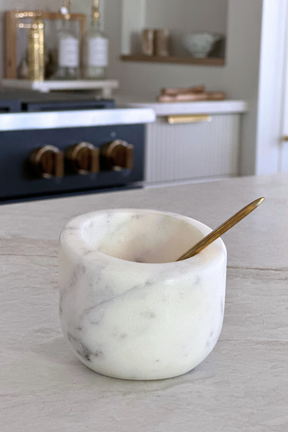 Marble Salt Cellar with Brass inspired Spoon